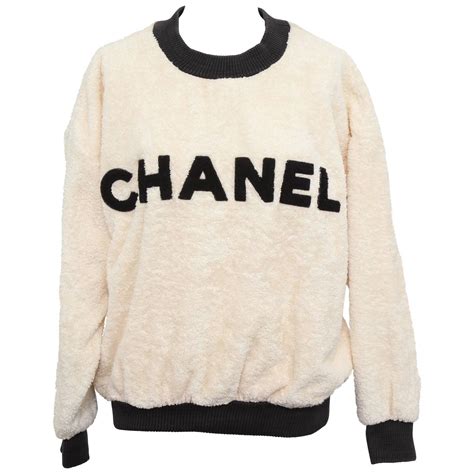 white chanel sweater with logo|chanel sweatshirt vintage.